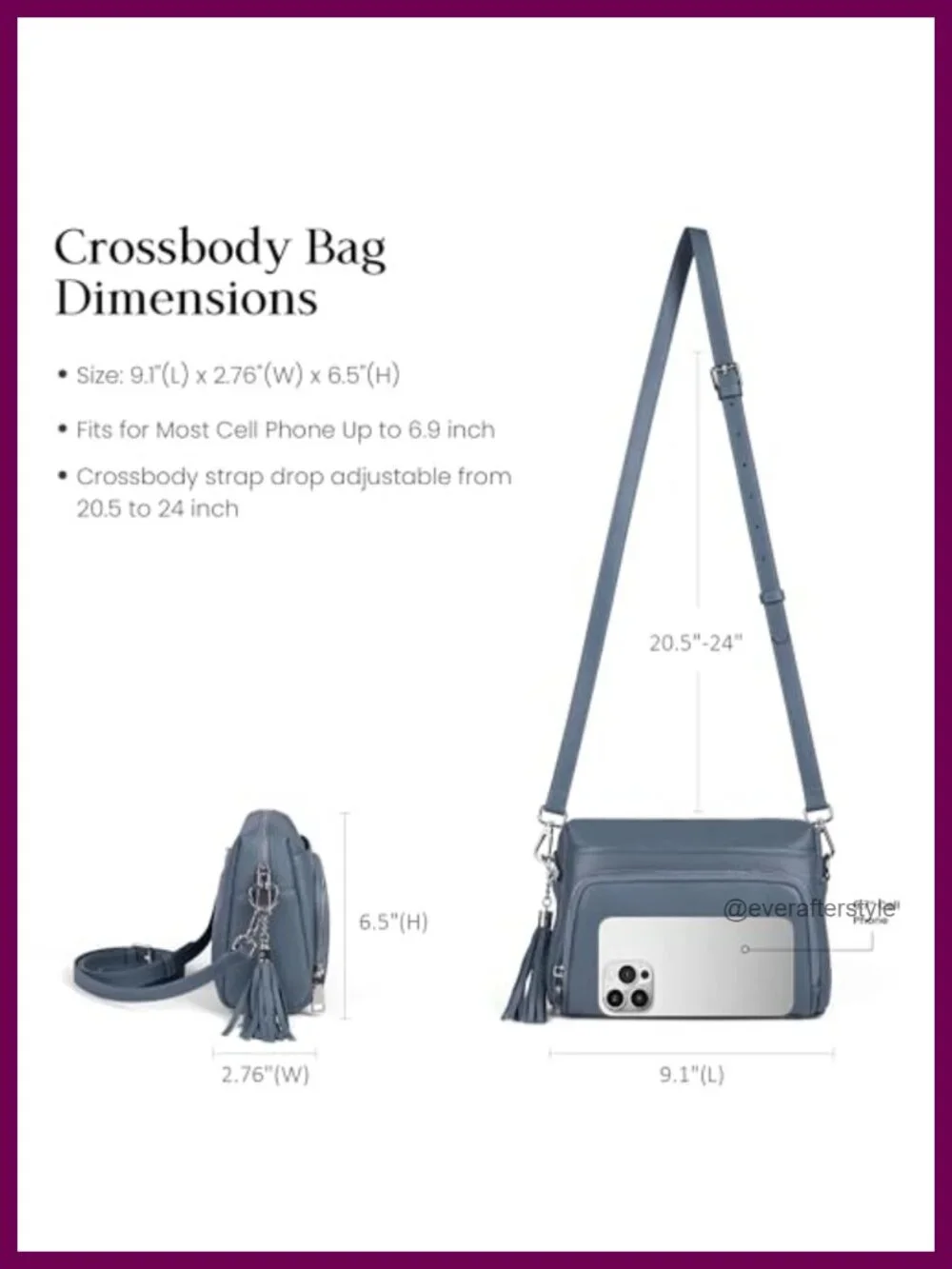 Genuine Leather Crossbody Bag with Built-in RFID Wallet and Detachable Strap